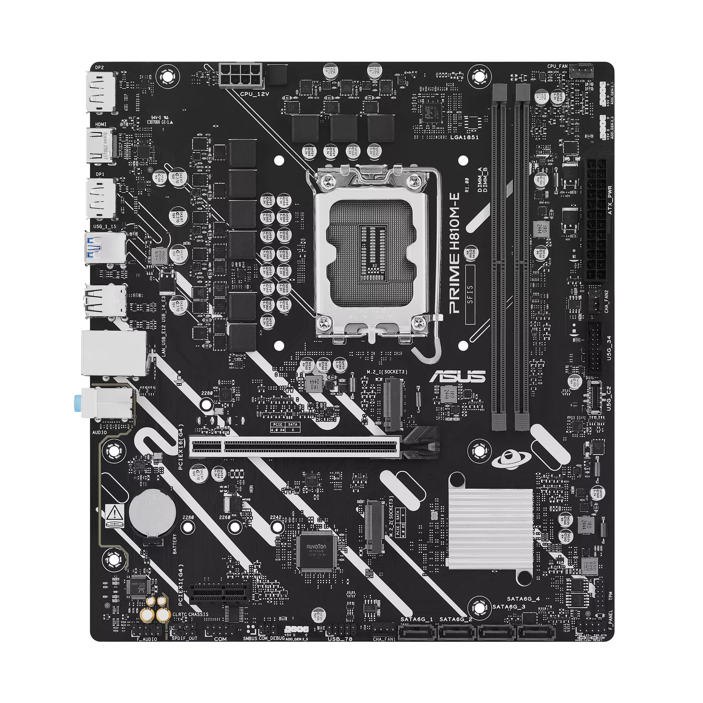 Asus PRIME H810M-E micro-ATX Motherboard ( Intel Socket LGA1851, Supports Intel Core Ultra Processors (Series 2), 2 x DDR5 RAM Slots, Max 128GB RAM )