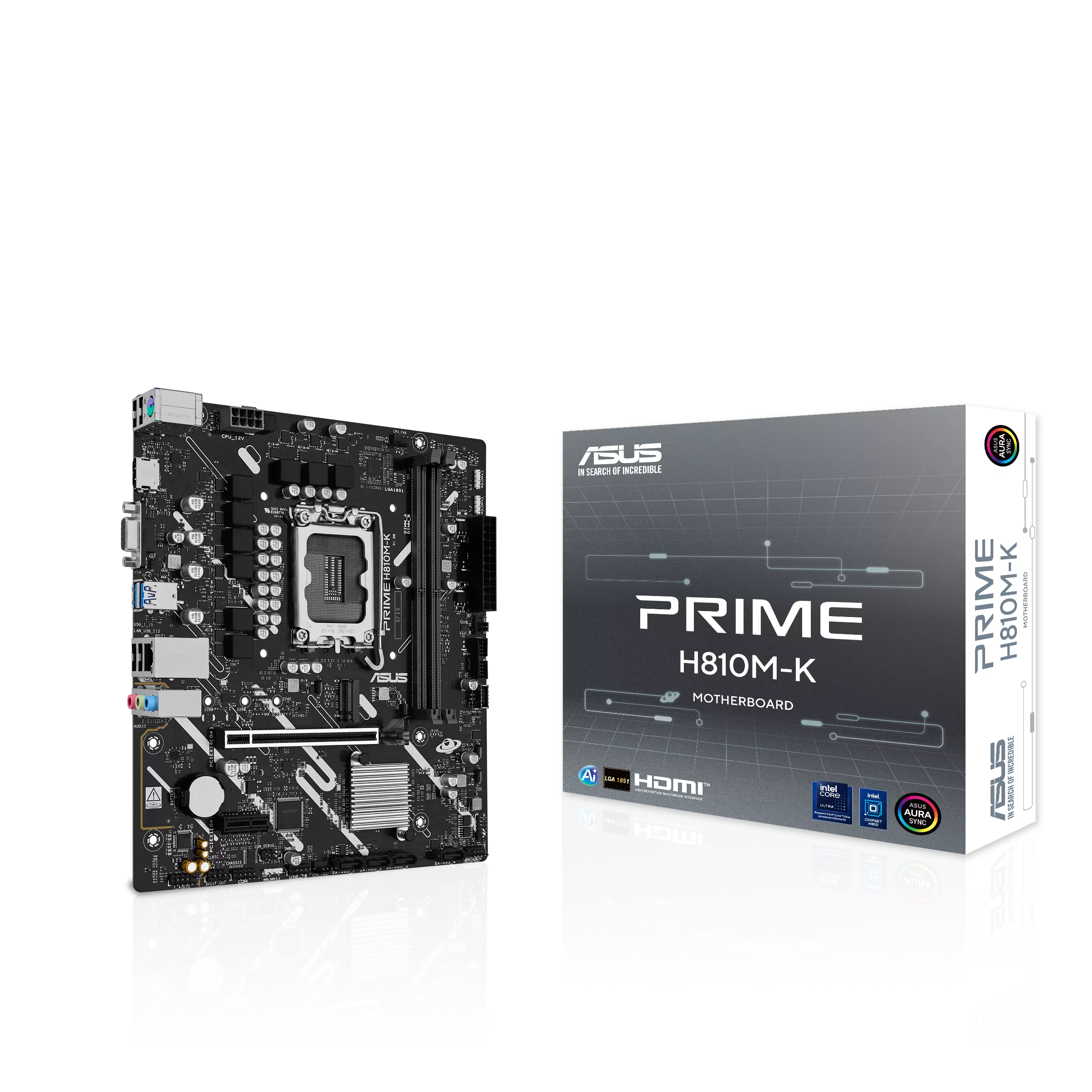 Asus PRIME H810M-K micro-ATX Motherboard ( Intel Socket LGA1851, Supports Intel Core Ultra Processors (Series 2), 2 x DDR5 RAM Slots, Max 128GB RAM )