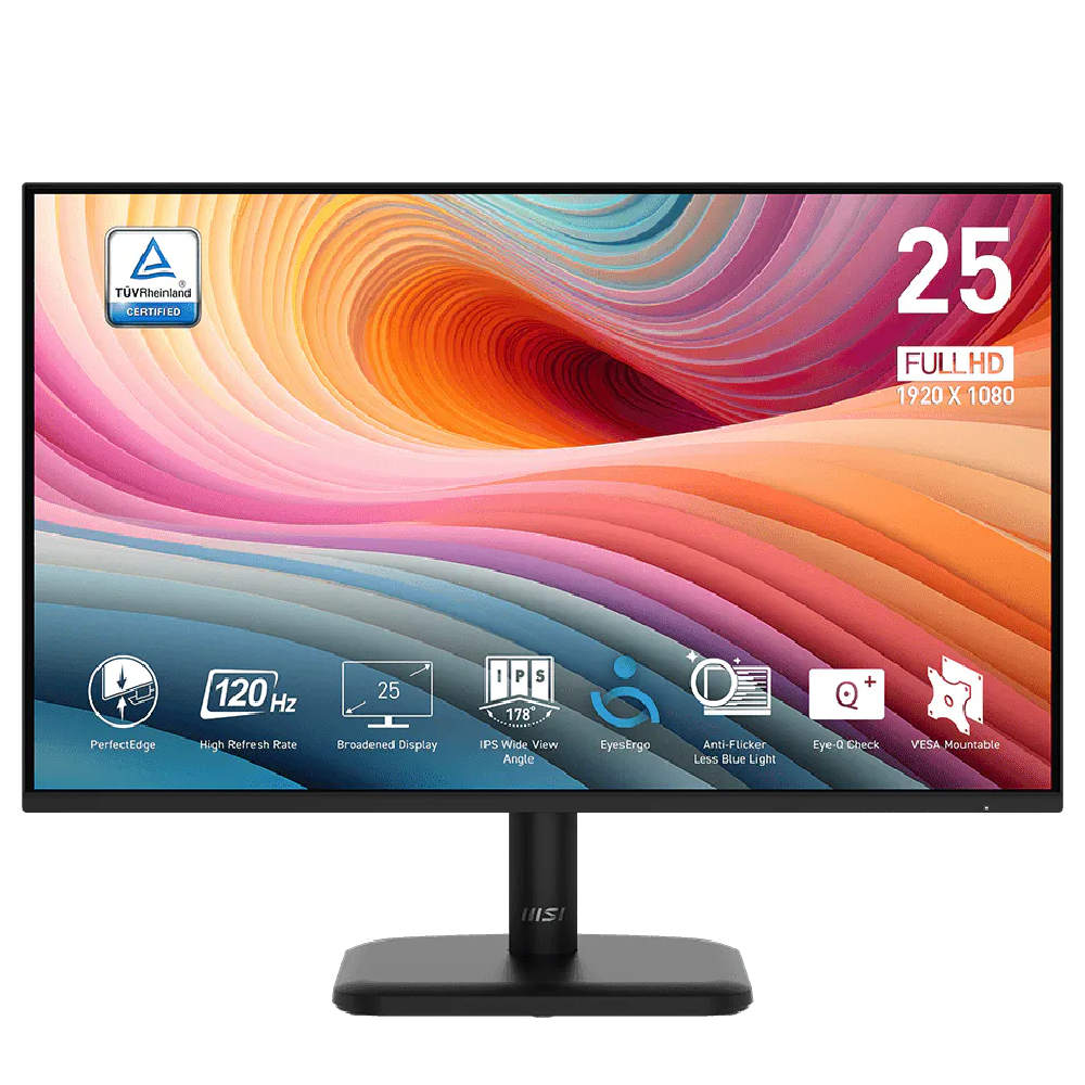 MSI PRO MP251L E2 24.5-Inch Flat FHD IPS 120Hz 1ms(MPRT), 4ms (GTG) Adaptive-Sync Anti-glare Business Productivity Monitors (9S6-3PD2CM-026 )