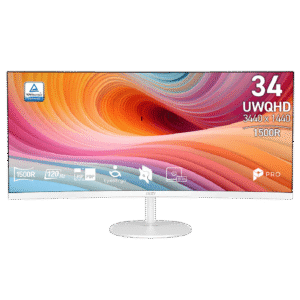 MSI PRO MP341CQW E12 34-Inch Curve 1500R VA Panel UWQHD 120Hz 1ms (MPRT), 4ms (GtG) Adaptive-Syncn Anti-glare HDR Ready Built in Speaker Business Productivity Monitor
