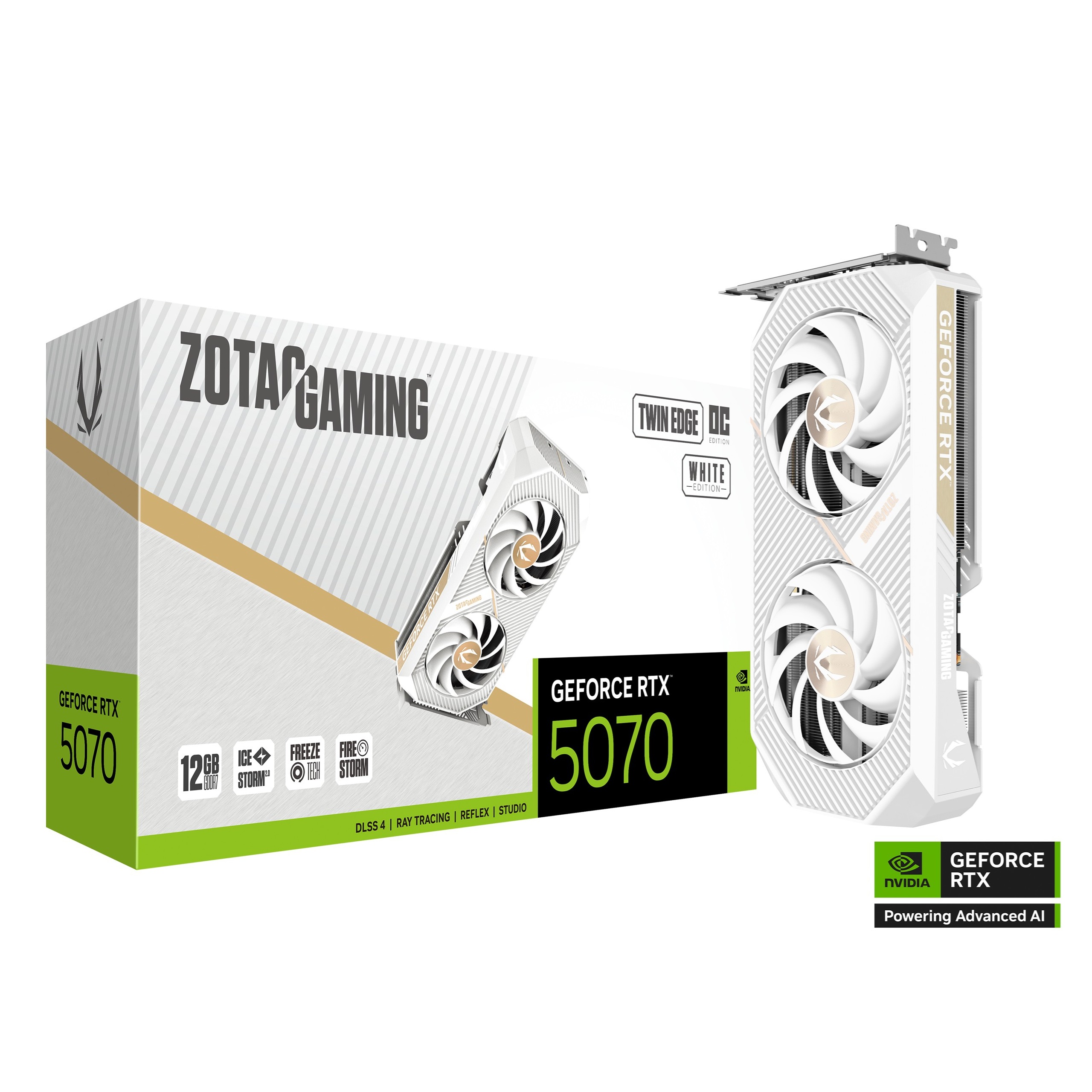 Zotac GAMING GeForce RTX 5070 Twin Edge OC White Edition 12GB GDDR7 192-Bit Gaming Graphics Card With Dual Fans ( ZT-B50700Q-10P )