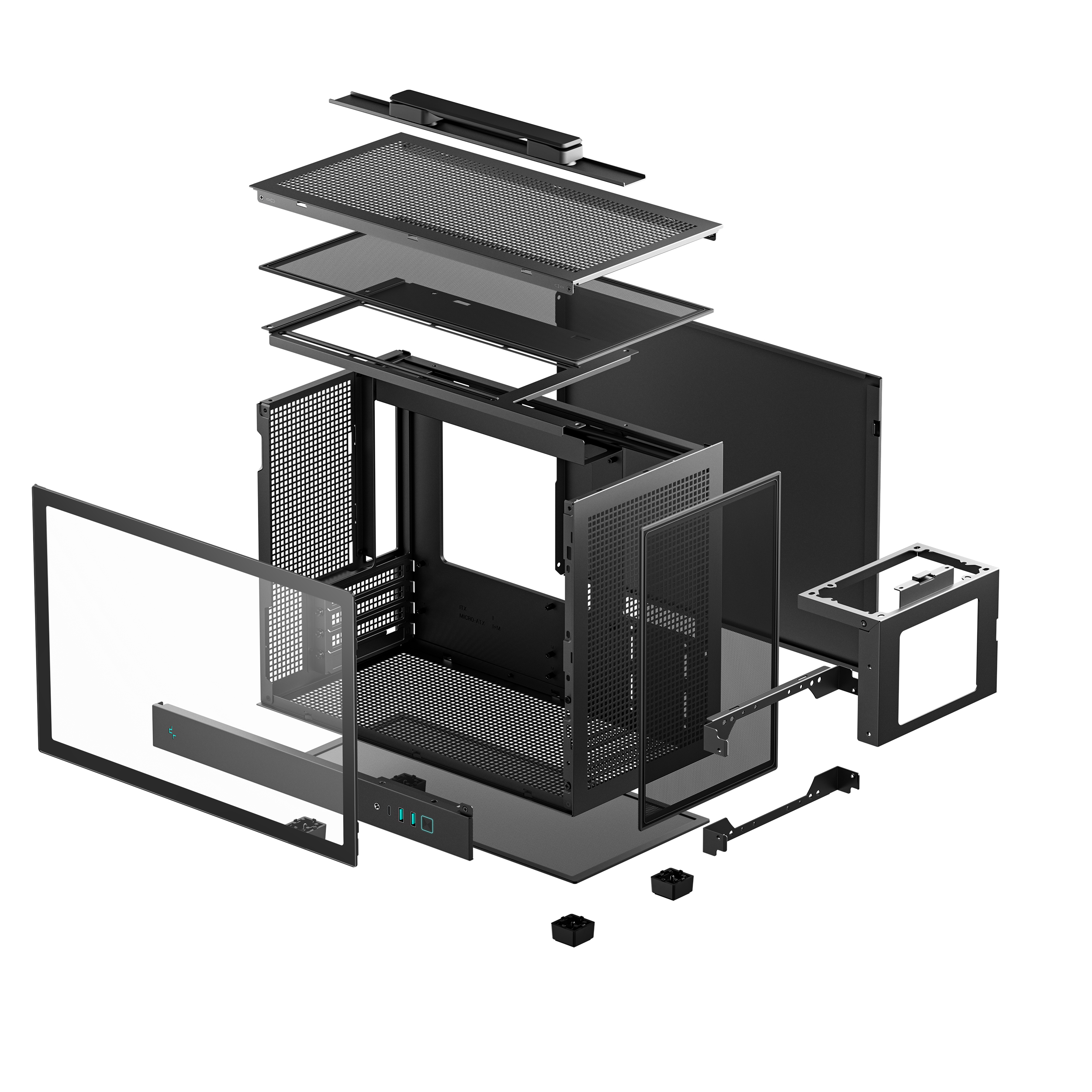 DeepCool CH160 Plus Micro-ATX Mini Tower Tempered Glass Side Panel Black Compact Evolved PC Case ( R-CH160-BKNGM0-G ) - Image 10