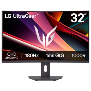LG UltraGear 32G600A-B 32 Inch Curved VA Panel QHD 1ms (GtG at Faster) AMD FreeSync HDR10 Flicker Safe Narrow-Bezel 3-Side Virtually Borderless Design Gaming Monitor