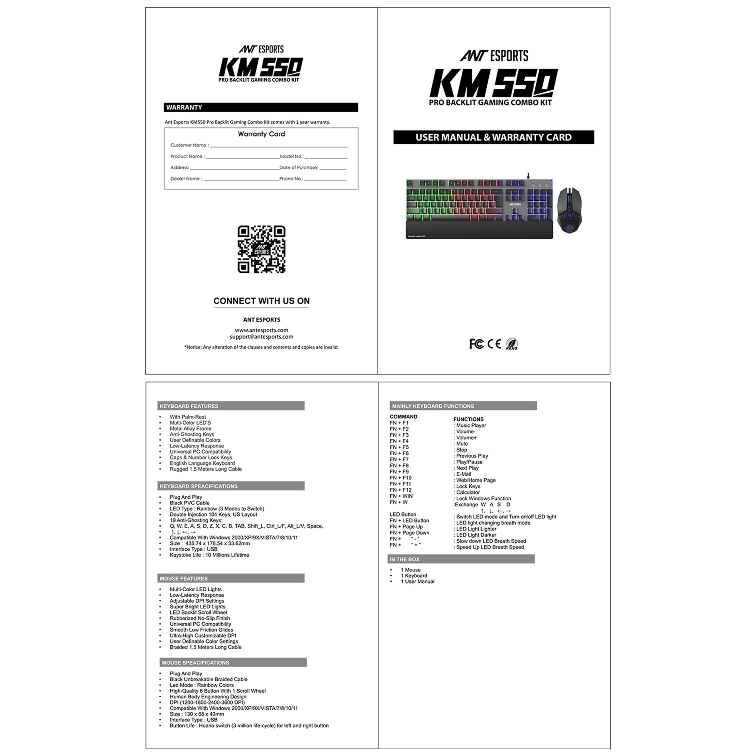 Ant Esports KM550 Wired Full-Size RGB Gaming Keyboard And Mouse Combo ( AEPP0269 ) - Image 9