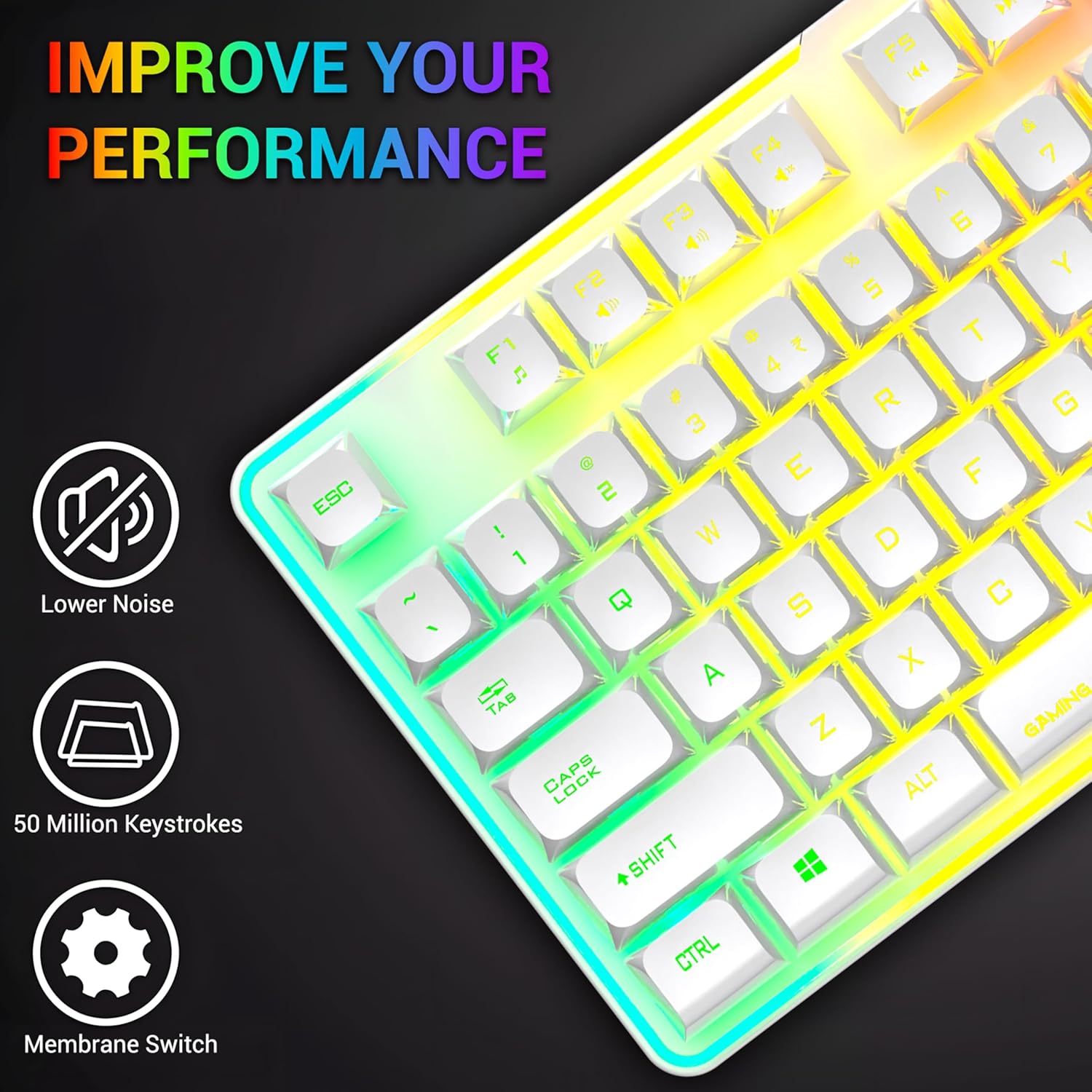 Ant Esports MK720 Pro V2 Membrane Wireless White Gaming Keyboard ( AEPP0275 ) - Image 7