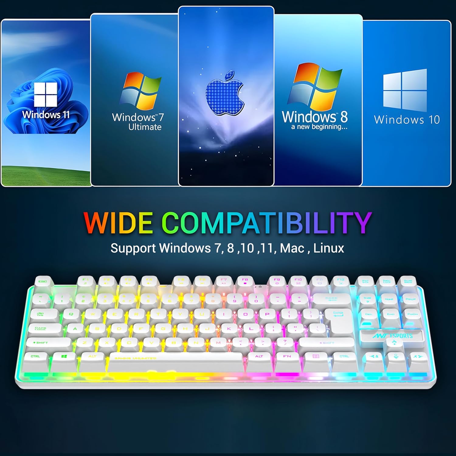 Ant Esports MK720 Pro V2 Membrane Wireless White Gaming Keyboard ( AEPP0275 ) - Image 8