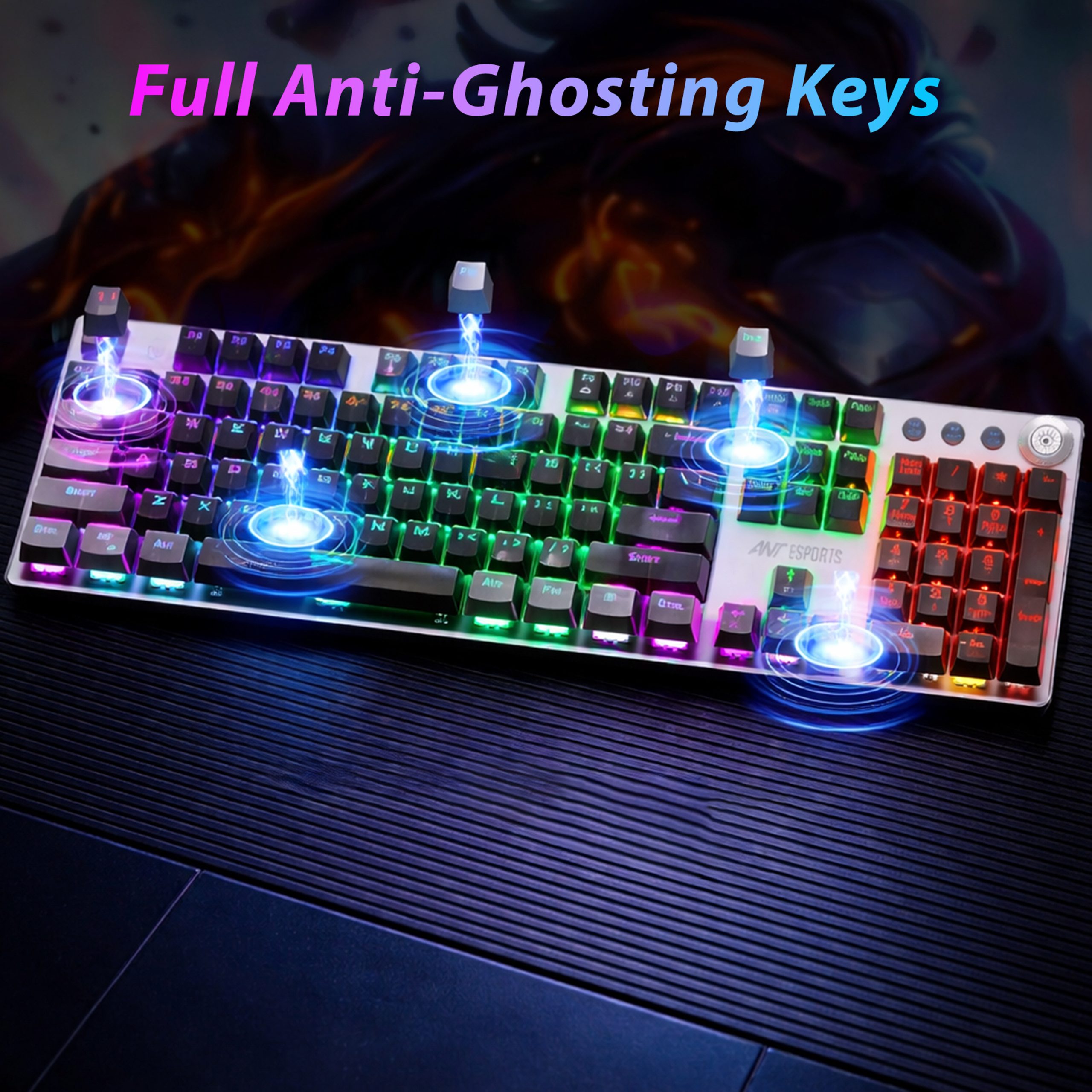 Ant Esports MK 4400 Pro Wireless Mechanical RGB Black Gaming Keyboard With ANT Mechanical Red Switches ( AEPP0337 ) - Image 4