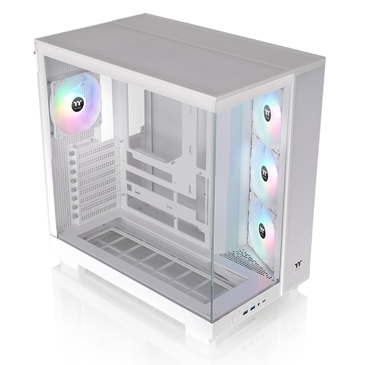Thermaltake View 380 XL TG ARGB Snow ATX Mid Tower 4mm Tempered Glass Side Panel Dual-Chamber White PC Case With Pre-installed Hydraulic Bearing ARGB Lite Fans ( CA-11E-00M6WN-00 ) - Image 6