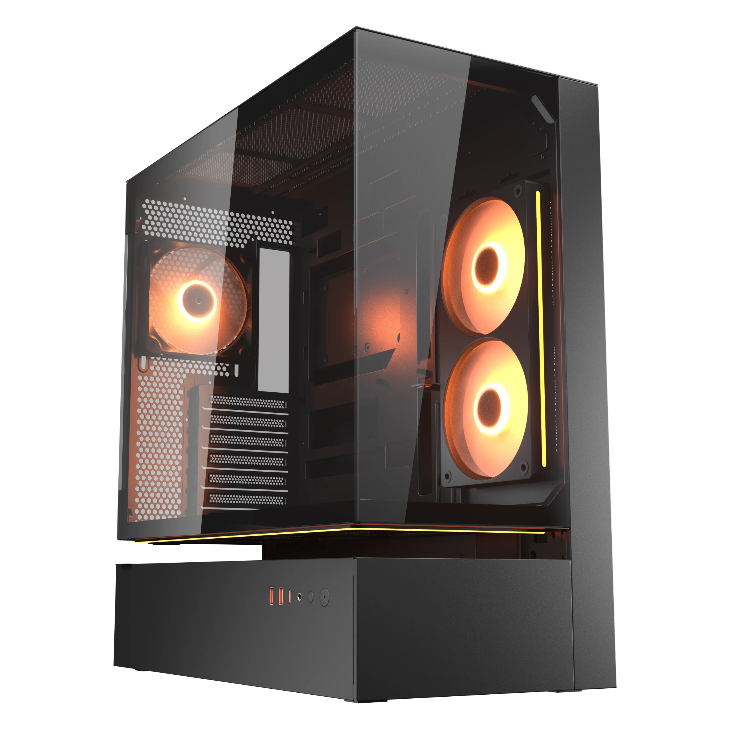 Cougar CFV235 Glass Black ATX Mid Tower Glass Panel PC Case With Pre Installed ARGB PWM Fans ( CGR-2DA4B )