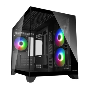 Cougar FV150 MINI Black Micro ATX Mini Tower Compacts Dual-Chamber Aesthetics Design PC Case With Pre Installed Fans ( CGR-2QA6B-RGB )