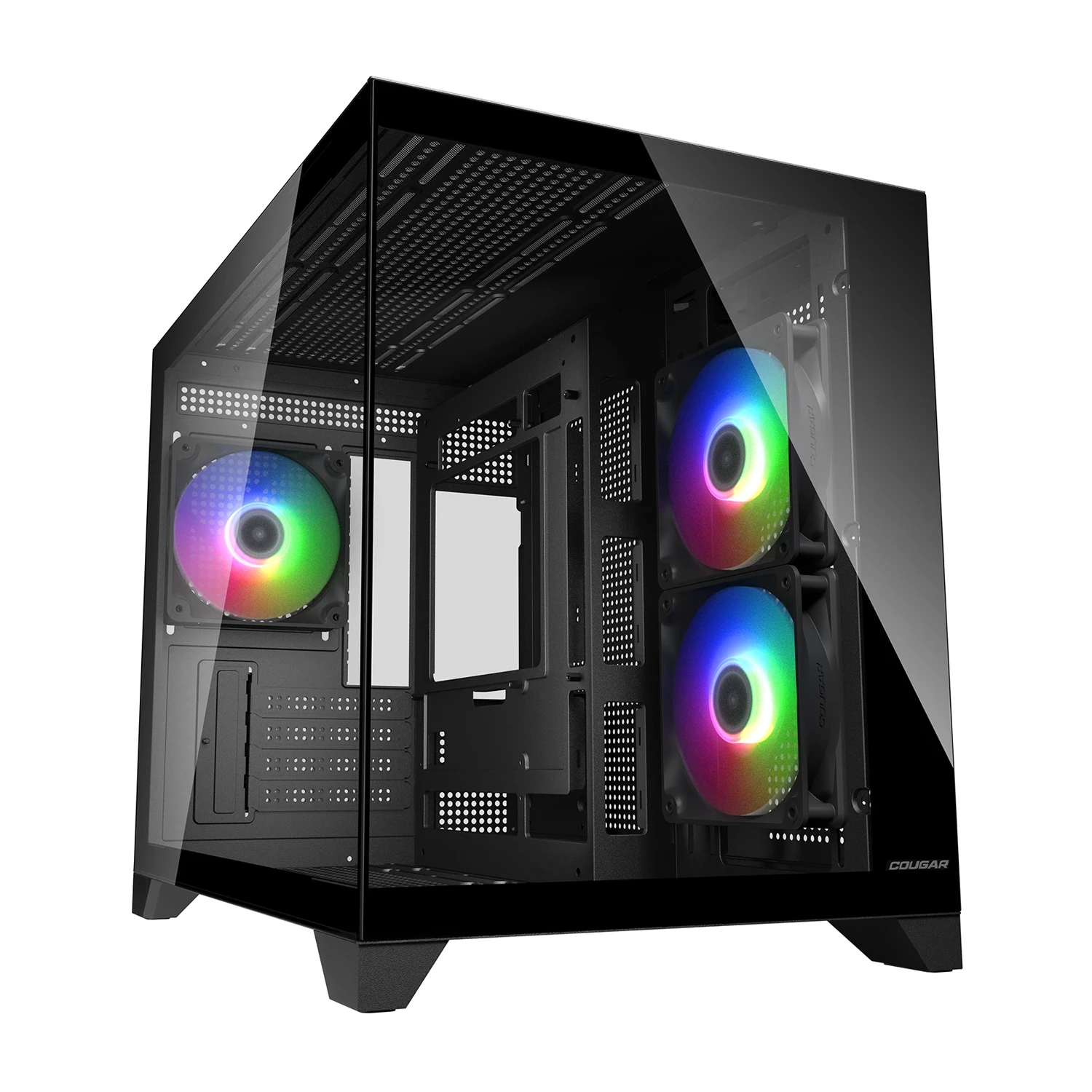 Cougar FV150 MINI Black Micro ATX Mini Tower Compacts Dual-Chamber Aesthetics Design PC Case With Pre Installed Fans ( CGR-2QA6B-RGB )