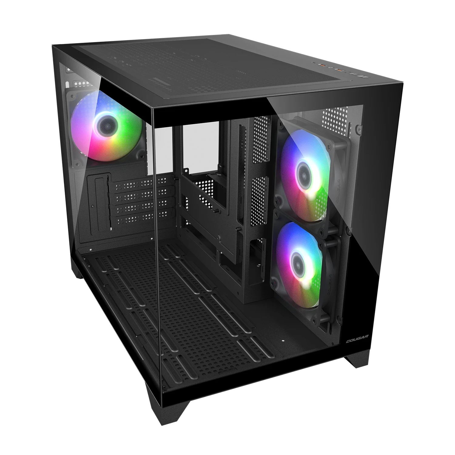 Cougar FV150 MINI Black Micro ATX Mini Tower Compacts Dual-Chamber Aesthetics Design PC Case With Pre Installed Fans ( CGR-2QA6B-RGB ) - Image 3