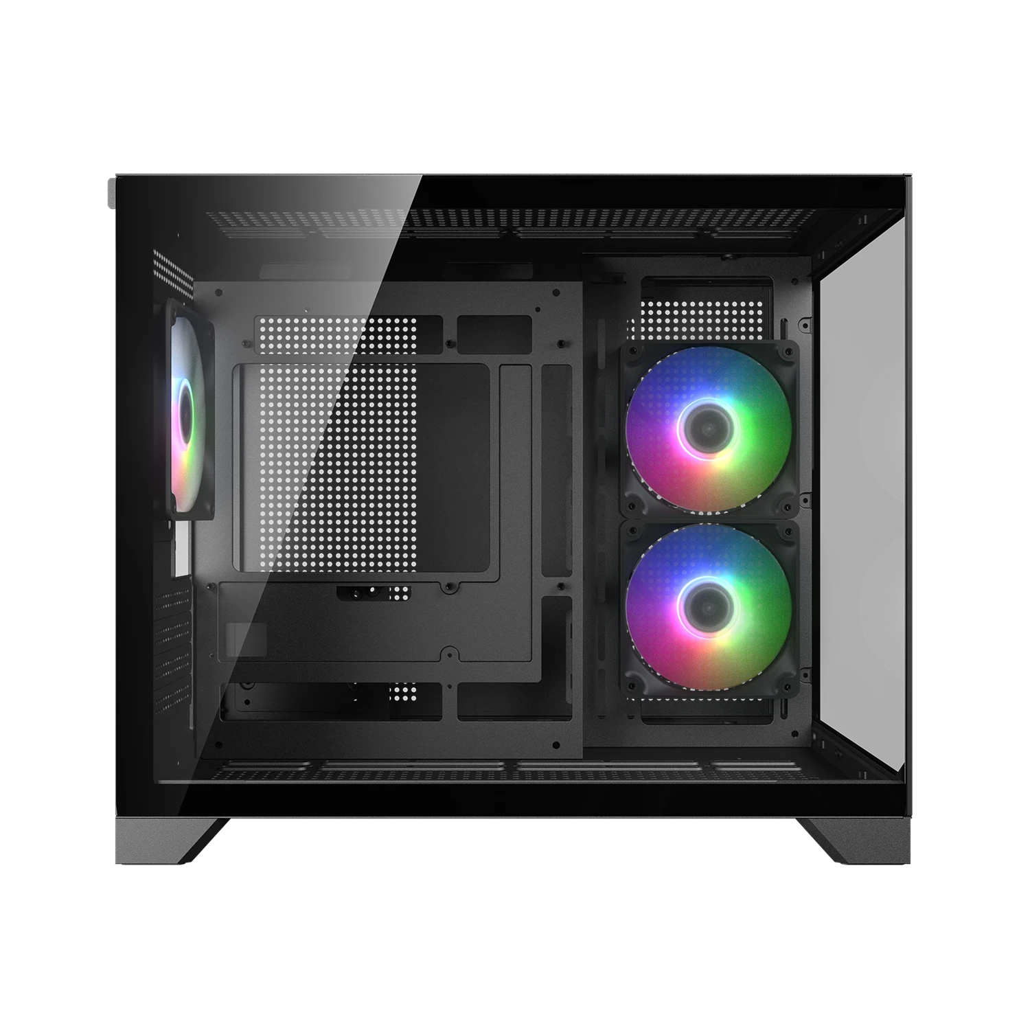 Cougar FV150 MINI Black Micro ATX Mini Tower Compacts Dual-Chamber Aesthetics Design PC Case With Pre Installed Fans ( CGR-2QA6B-RGB ) - Image 2