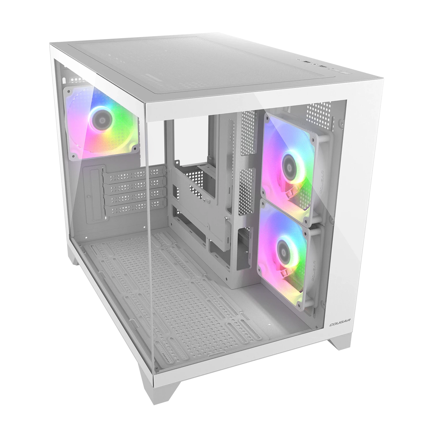 Cougar FV150 MINI FV150 MINI White Micro ATX Mini Tower Dual-Chamber Aesthetics Design PC Case With Pre Installed Fans ( CGR-2QA6W-RGB ) - Image 2