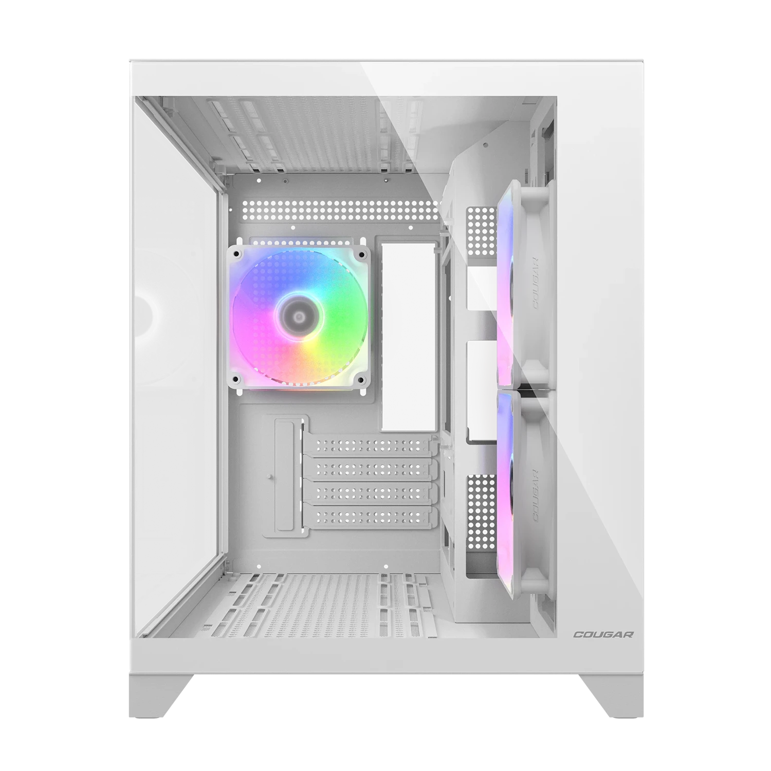 Cougar FV150 MINI FV150 MINI White Micro ATX Mini Tower Dual-Chamber Aesthetics Design PC Case With Pre Installed Fans ( CGR-2QA6W-RGB ) - Image 3