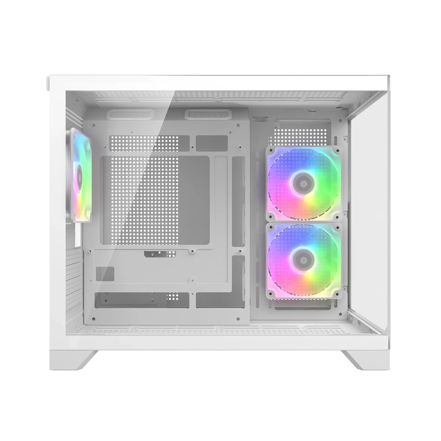 Cougar FV150 MINI FV150 MINI White Micro ATX Mini Tower Dual-Chamber Aesthetics Design PC Case With Pre Installed Fans ( CGR-2QA6W-RGB ) - Image 4