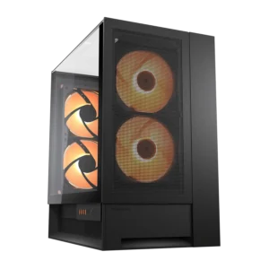 Cougar OmnyX Black ATX Mid Tower Dual Transparent Glass Panels ARGB PC Case With Pre Installed ARGB PWM Fans ( CGR-2WA3B-RGB )