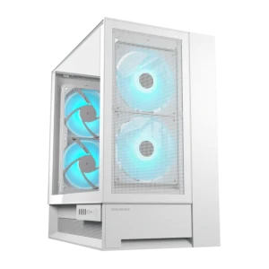 Cougar OmnyX White ATX Mid Tower Dual Transparent Glass Panels ARGB PC Case With Pre Installed ARGB PWM Fans ( CGR-2WA3W-RGB )