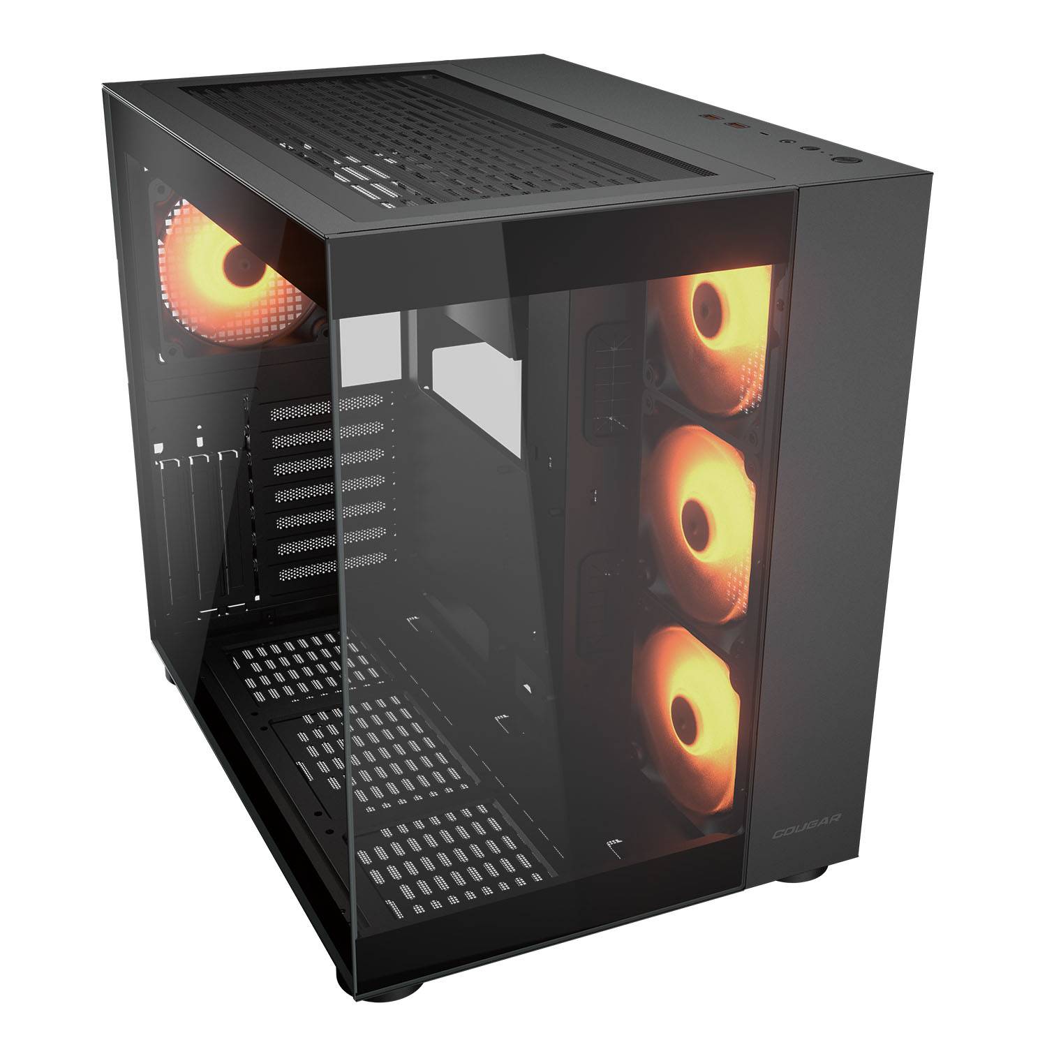 Cougar FV150 RGB Black ATX Mid Tower Dual-Chamber Design Tempered Glass Panels PC Case With Pre Installed ARGB PWM Fans ( CGR-5KA1B-RGB ) - Image 2