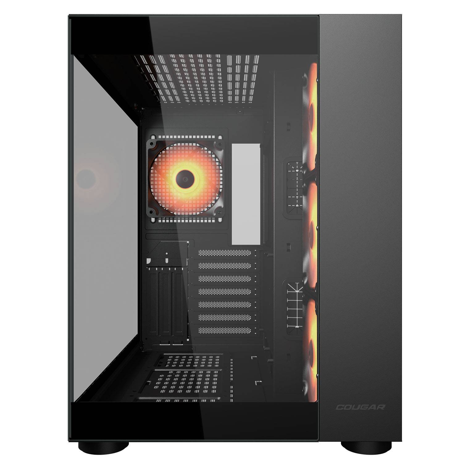 Cougar FV150 RGB Black ATX Mid Tower Dual-Chamber Design Tempered Glass Panels PC Case With Pre Installed ARGB PWM Fans ( CGR-5KA1B-RGB ) - Image 3