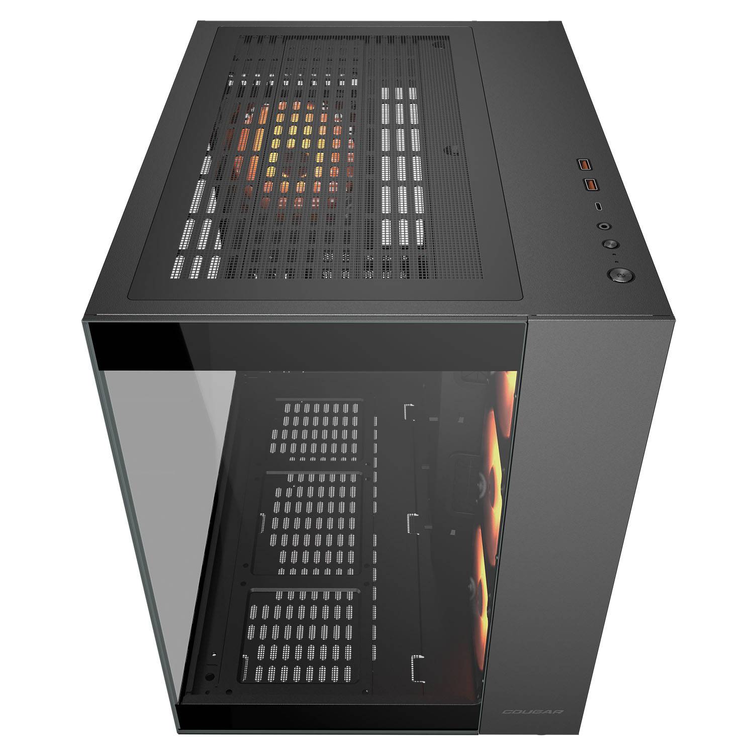 Cougar FV150 RGB Black ATX Mid Tower Dual-Chamber Design Tempered Glass Panels PC Case With Pre Installed ARGB PWM Fans ( CGR-5KA1B-RGB ) - Image 4