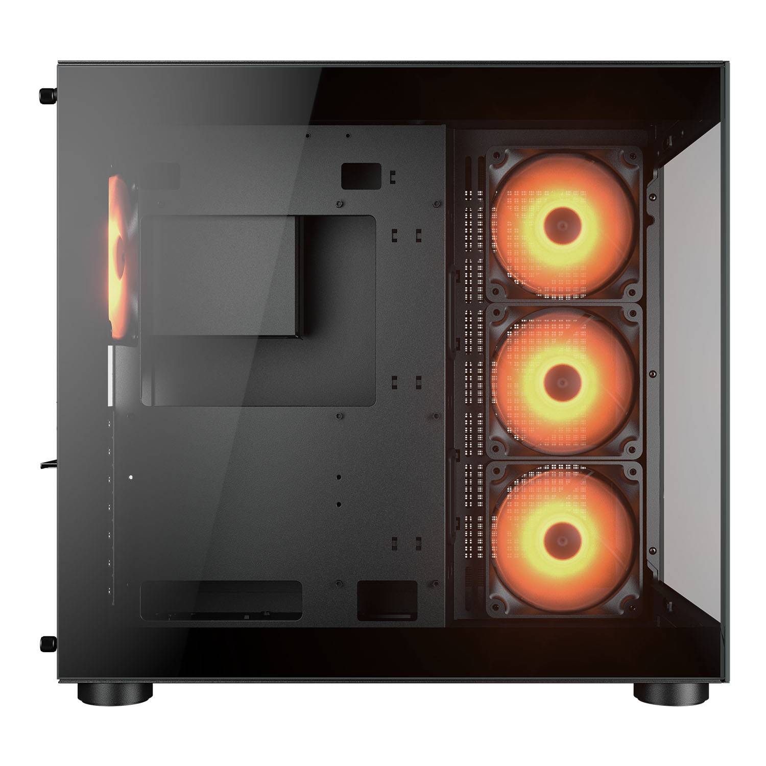 Cougar FV150 RGB Black ATX Mid Tower Dual-Chamber Design Tempered Glass Panels PC Case With Pre Installed ARGB PWM Fans ( CGR-5KA1B-RGB ) - Image 6