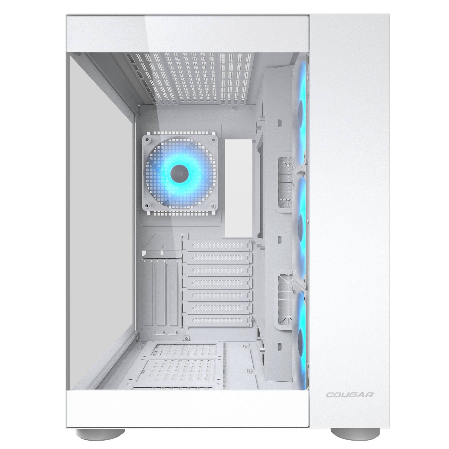 Cougar FV150 RGB White ATX Mid Tower Dual-Chamber Design Tempered Glass Panels PC Case With Pre Installed ARGB PWM Fans ( CGR-5KA1W-RGB ) - Image 3