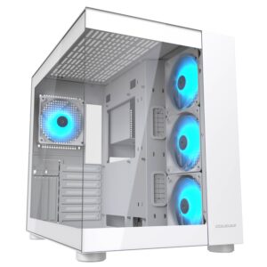 Cougar FV150 RGB White ATX Mid Tower Dual-Chamber Design Tempered Glass Panels PC Case With Pre Installed ARGB PWM Fans ( CGR-5KA1W-RGB )