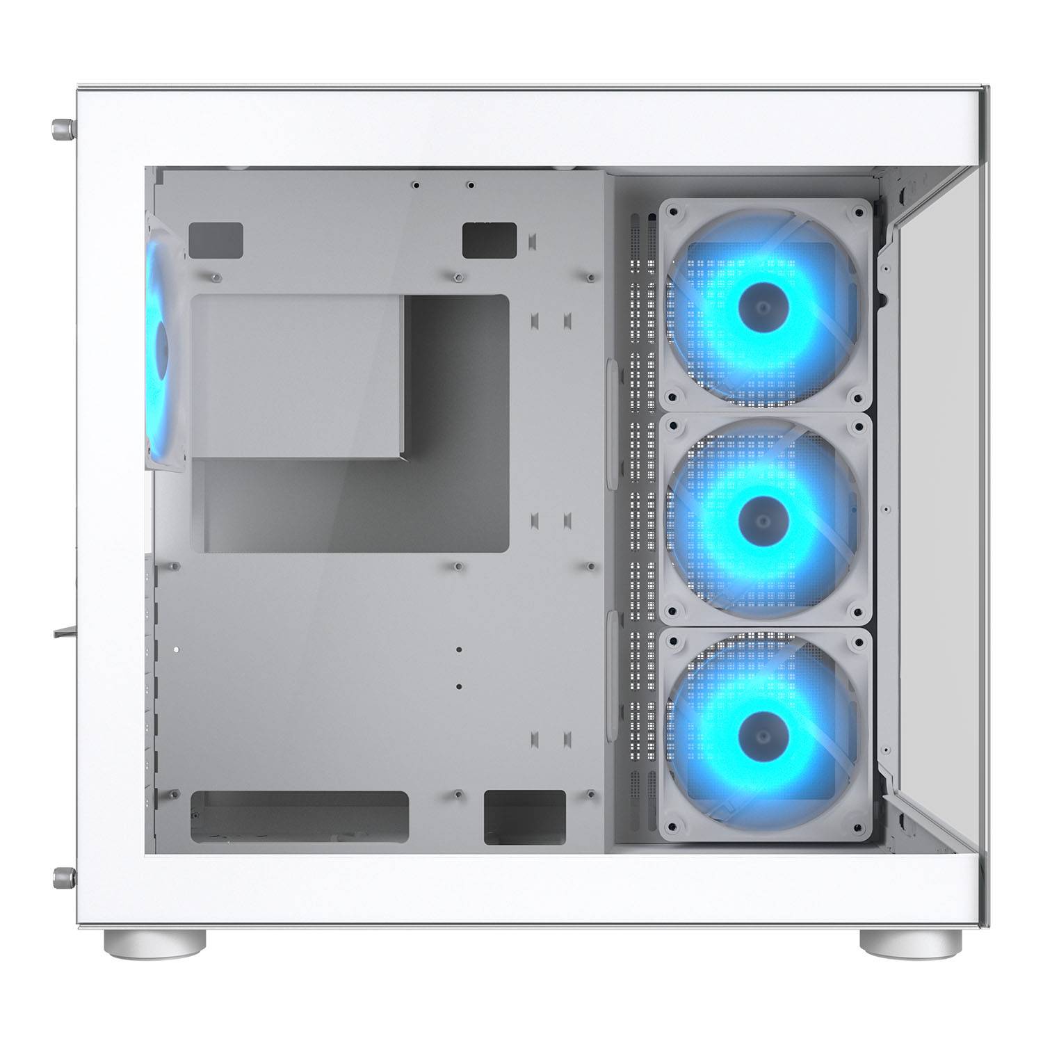 Cougar FV150 RGB White ATX Mid Tower Dual-Chamber Design Tempered Glass Panels PC Case With Pre Installed ARGB PWM Fans ( CGR-5KA1W-RGB ) - Image 6
