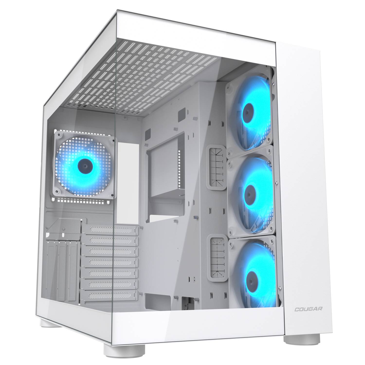 Cougar FV150 RGB White ATX Mid Tower Dual-Chamber Design Tempered Glass Panels PC Case With Pre Installed ARGB PWM Fans ( CGR-5KA1W-RGB )