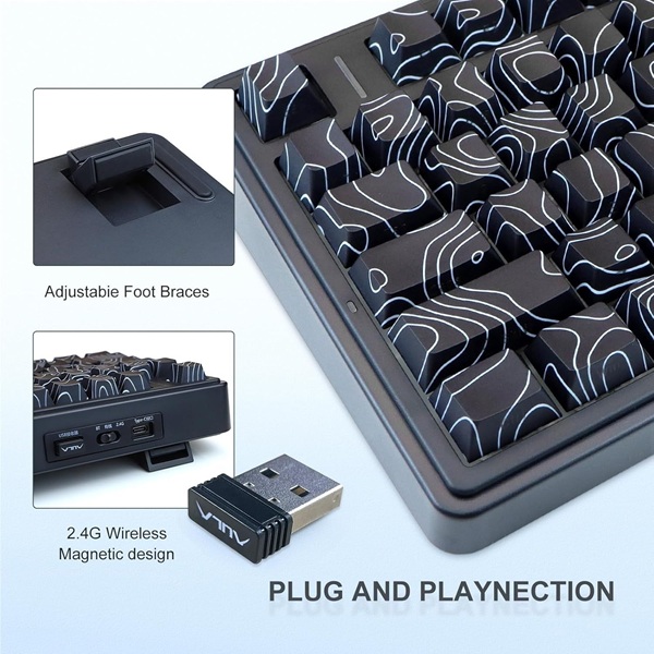 Aula F75 75% Wireless Trio Mode Mechanical Star-Vector (Seiya) Switch Black Contour Gaming Keyboard With Knob & RGB Switchable Lighting Effects (F75BCS) - Image 7