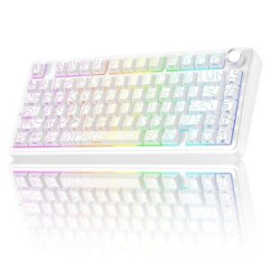 Aula F75 75% Wireless Trio Mode Mechanical Star-Vector (Seiya) Switch White Contour Gaming Keyboard With Knob & RGB Switchable Lighting Effects (F75WCS)