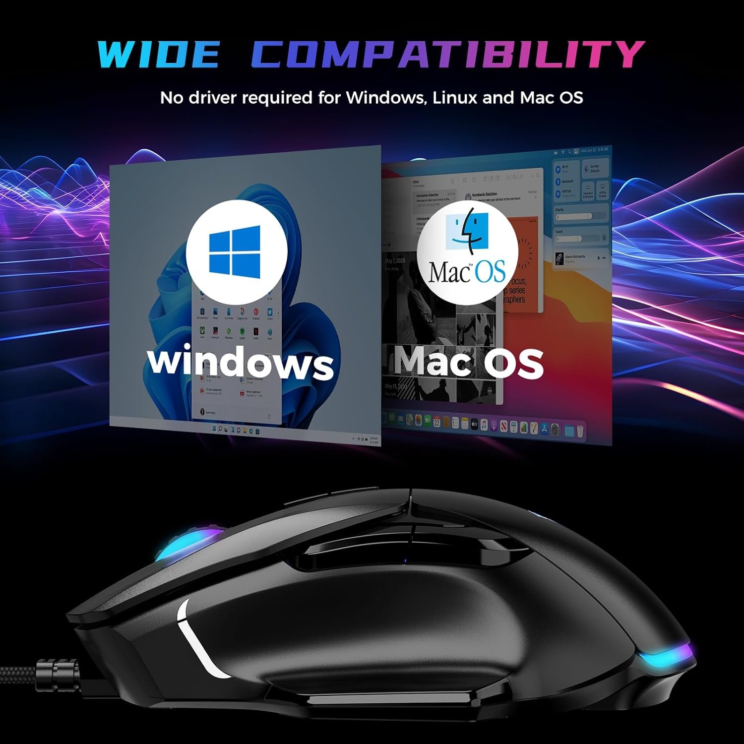 Aula F815 RGB Wired 12800 DPI 6 Programmable Buttons Black Gaming Mouse ( F815B) - Image 4