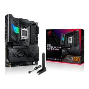 Asus ROG STRIX X870-F GAMING WIFI ATX Motherboard ( AMD Socket AM5, Support AMD Ryzen 9000, 8000, 7000 Series Desktop Processors, 4 x DDR5 Ram slots, Max 256GB Memory Support )