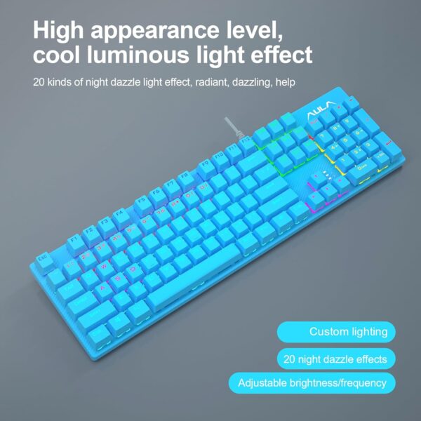 Aula S2022 USB Wired Full Size Mechanical Blue Switch Blue Gaming Keyboard ( S2022U ) - Image 4