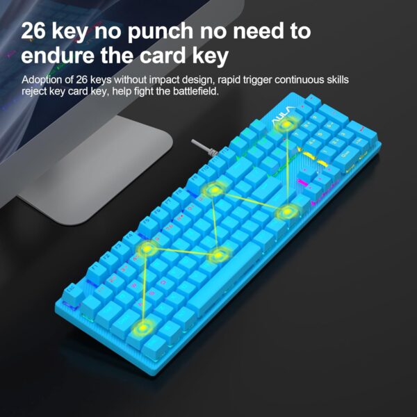 Aula S2022 USB Wired Full Size Mechanical Blue Switch Blue Gaming Keyboard ( S2022U ) - Image 5