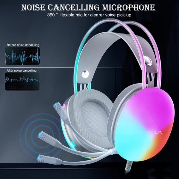 Aula S505 RGB Wired Over the Ears Green Gaming Headset With Adjustable Mic (S505G) - Image 3