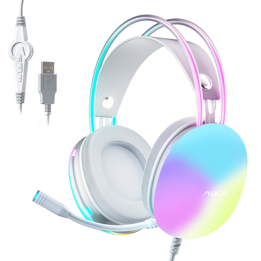 Aula S505 RGB Wired Over the Ears Green Gaming Headset With Adjustable Mic (S505G)