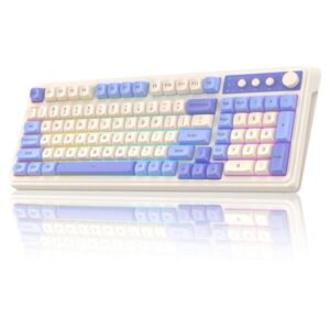 Aula S99 Blue+White Tri-Mode 2.4G, BT, Wired Programmable Full Size Membrane Gaming Keyboard  (S99UW)