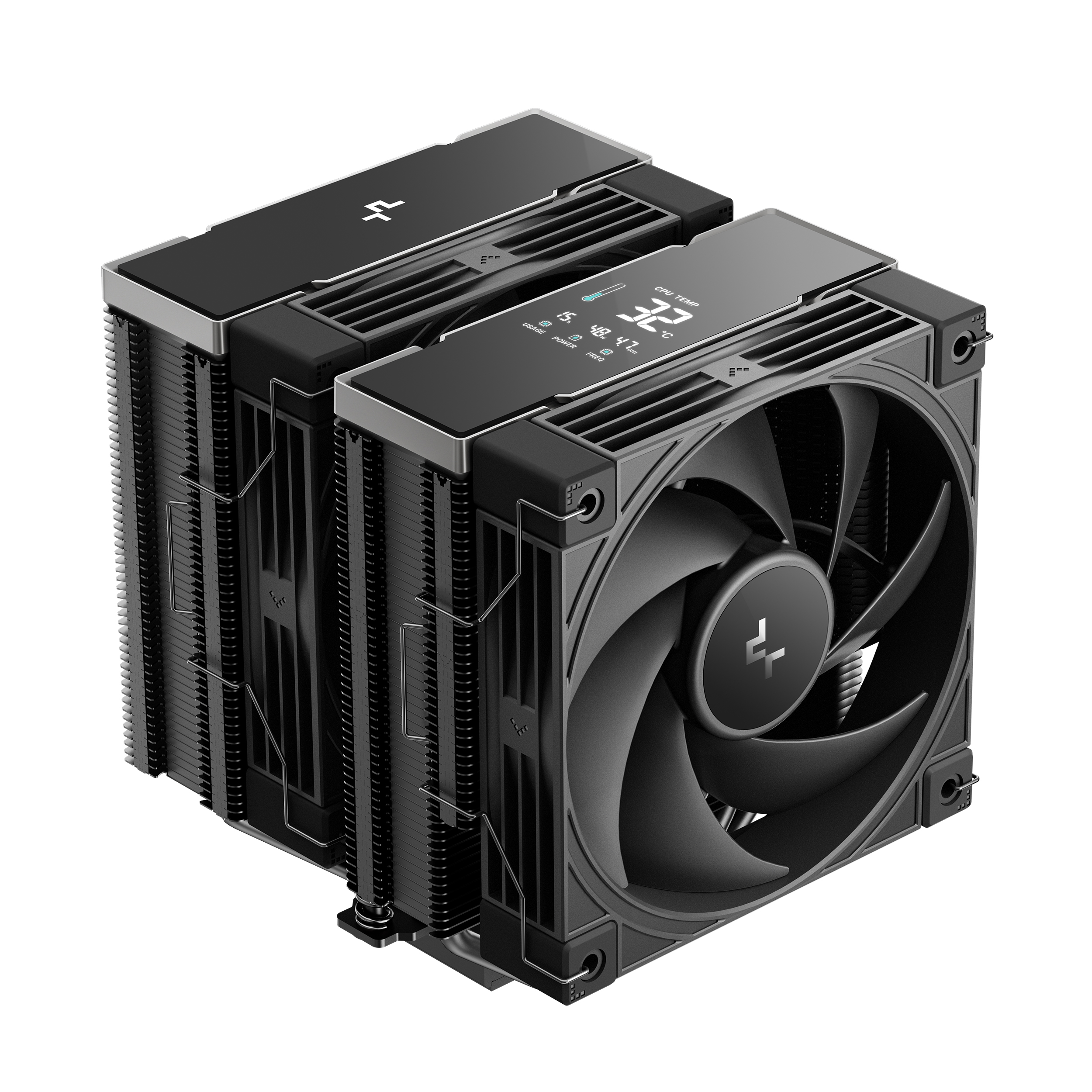 Deepcool AK620 G2 DIGITAL NYX Dual-Tower Heatsink Newly Designed 120mm CPU Air Cooler With Six Advanced Copper Heat Pipes & High-End Quad-Segmented Digital Display ( R-AK620G2-BKNNMN-GJD-1 )