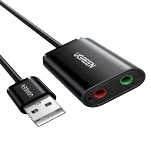 UGREEN USB 2.0 External Stereo Sound Card Adapter 3.5mm Headphone Microphone Jack Windows Mac Linux PC Laptop PS4 (30724)