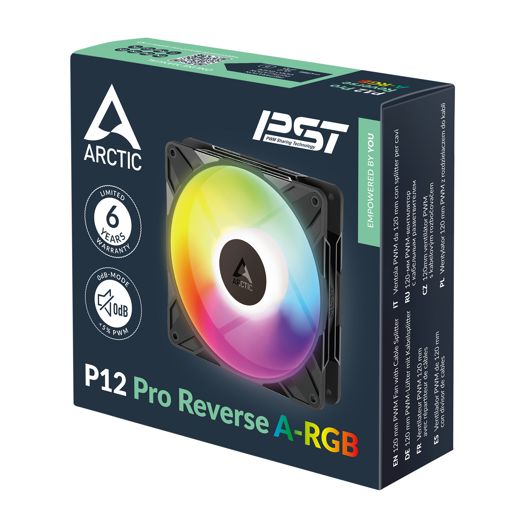 Arctic P12 Pro Reverse A-RGB 120 mm A-RGB PWM Single Pack Case Fan With Cable Splitter ( ACFAN00322A ) - Image 7