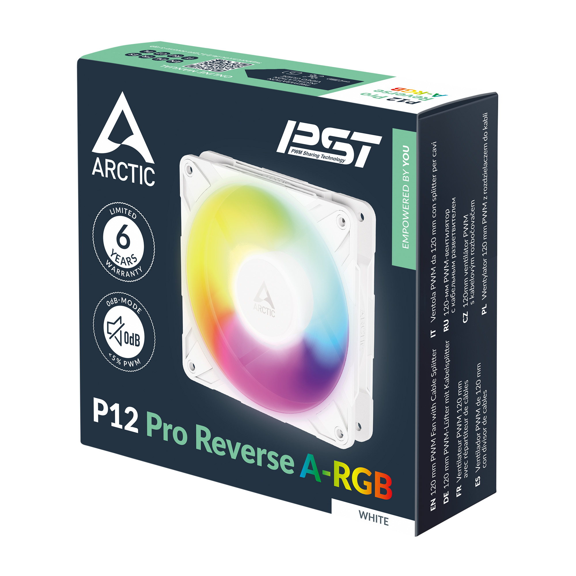 Arctic P12 Pro Reverse A-RGB White 120 mm A-RGB PWM Single Pack Case Fan With Cable Splitter ( ACFAN00325A ) - Image 6
