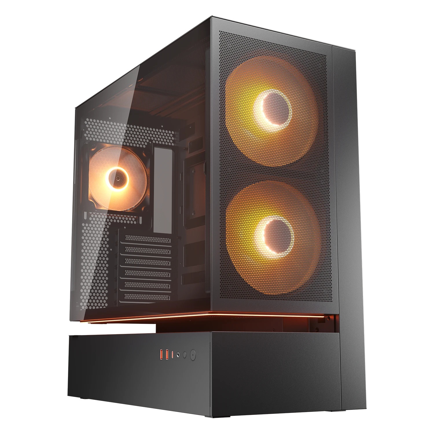 Cougar CFV235 Mesh Black ATX Mid Tower The 3-in-1 Front Panel Module PC Case With Pre Installed ARGB PWM Fans ( CGR-2DA4B-M )