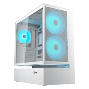 Cougar CFV235 Mesh White ATX Mid Tower The 3-in-1 Front Panel Module PC Case With Pre Installed ARGB PWM Fans ( CGR-2DA4W-M )