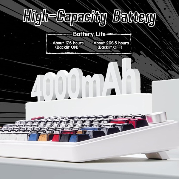Aula F75 75% Wireless Trio Mode RGB Comic Keycap Reaper Switch Mechanical Gaming Keyboard With Knob ( F75CKR ) - Image 4