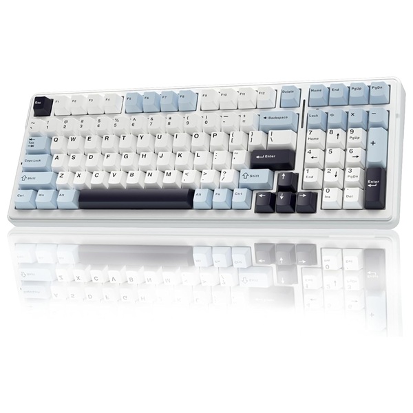 Aula F99 Tri-Mode (2.4G/Wired/BT) Hot Swappable RGB Wireless Full Size Ice Blue Mechanical Gaming Keyboard With Reaper Switch ( F99IUR )