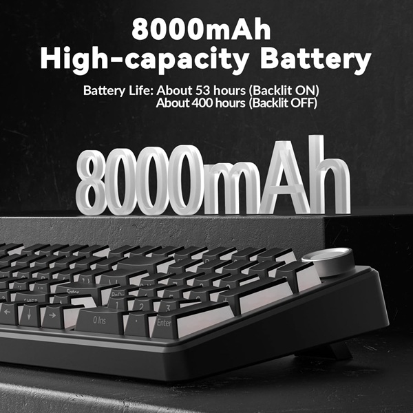 Aula F99 Pro 96% Side-Engraved Keycaps Tri-Mode RGB Wireless Full Size Gradient Gray Nimbus Switch Mechanical Gaming Keyboard With Knob ( F99ProGrN ) - Image 8