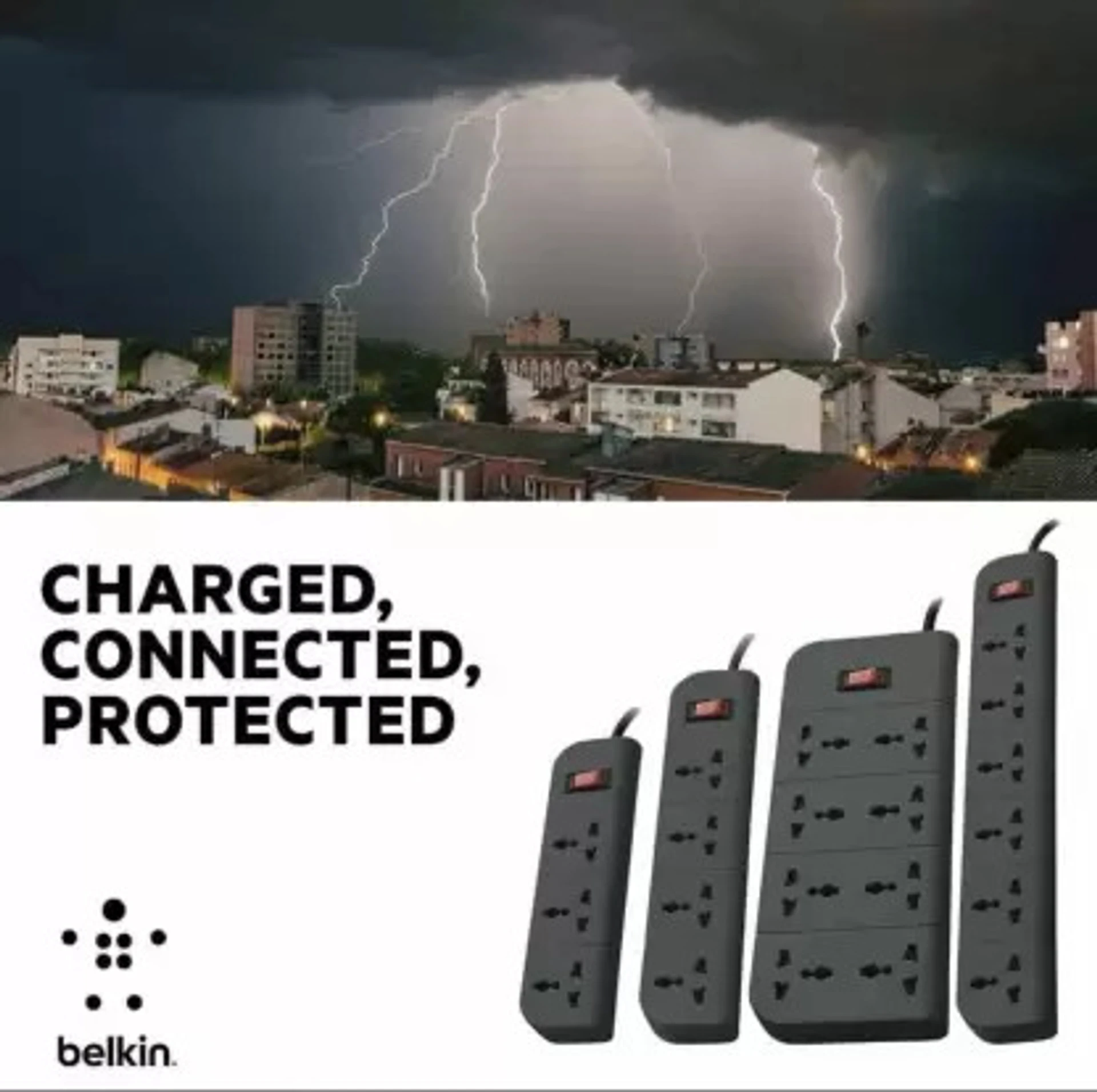 Belkin Economy Series F9E600zb2M-GRY 6-Socket Surge Protector Grey Extension Board - Image 2