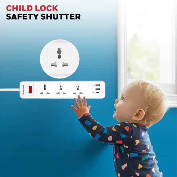 Honeywell HC000002/EXT/2M/WHT/3/2U/1C 3 Outlet White Extension Board With 1 Type C & 2 USB - Image 8